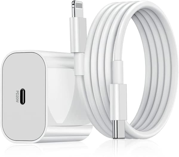 30W Strömadapter med 2 Kablar (USB-C till Lightning + USB-C till USB-C)