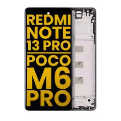 OLED-enhet med ram för Xiaomi Redmi Note 13 Pro 4G / Xiaomi Poco M6 Pro 4G (renoverad) (skogsgrön)