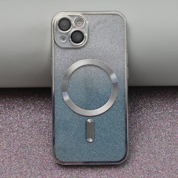 Glitter Chrome Mag-fodral för iPhone 15 6,1" silvergradient