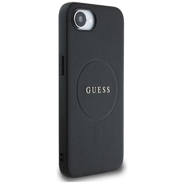 Guess HC MagSafe PU Grained guld Ring fodral för iPhone 16e svart