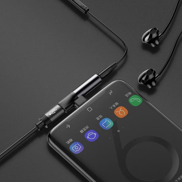 Baseus-adapter L41 USB-C till USB-C - jack 3,5 mm svart svart