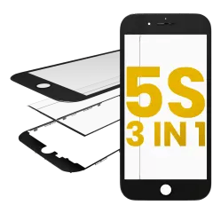 3 i 1 (Frontglas + Ram + OCA förmonterat) för iPhone 5S (Svart) (2-pack)