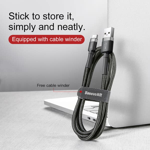Baseus kabel Cafule USB - USB-C 0,5 m 3A grå-svart svart