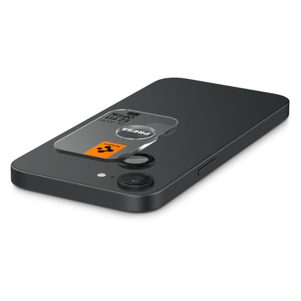 Spigen Optik Pro Glas tR \"EZ Fit\" Kameraskydd 2-pack för iPhone 16E svart