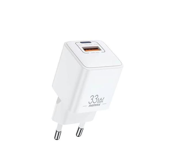 Remax Väggladdare Dual PD QC 33W - 1xUSB+1xUSB-C, Vit