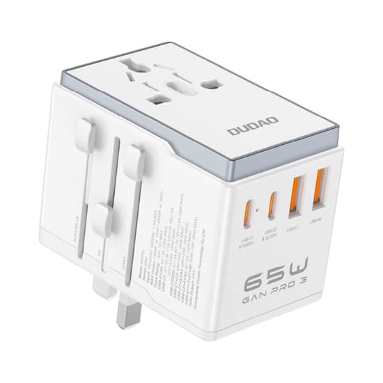 Dudao Universal Reseadapter 65W GaN 2xUSB-C + 2xUSB-A - Vit