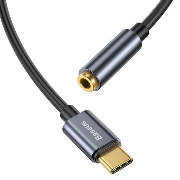 Baseus-adapter L54 USB-C till jack 3,5 mm mörkgrå