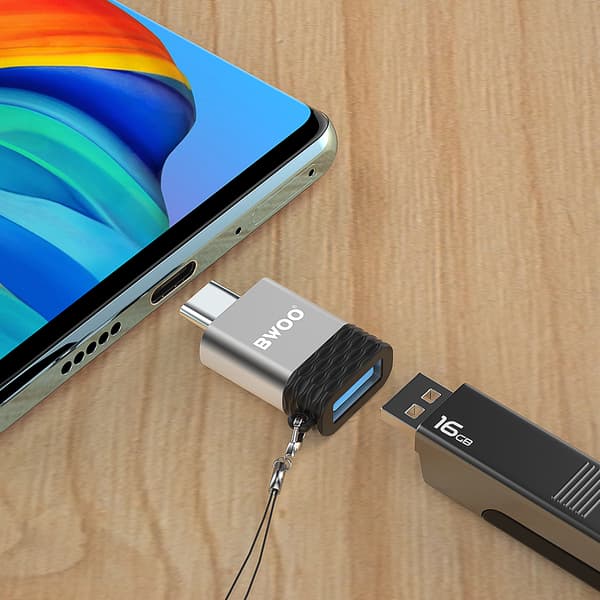 BWOO Adapter USB - USB-C grå OTG BZ-35