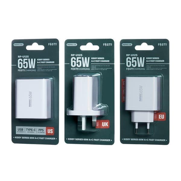VÄGGLADDARE KIDDY SERIES 65w RP-U125 USB/USB-C VIT