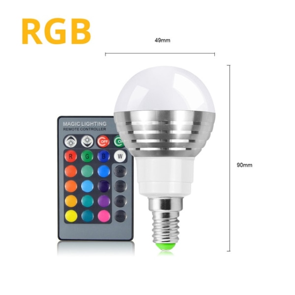 2 st E14 RGB LED-lampa 16 Färg flerfärgad