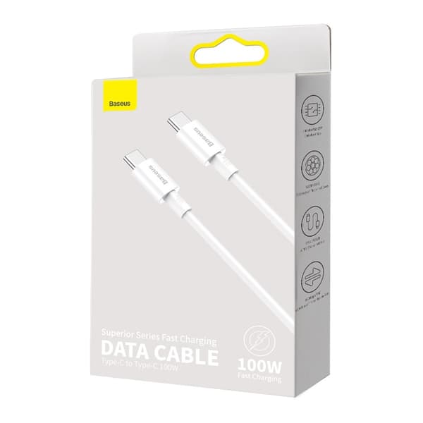 Baseus kabel Superior PD USB-C - USB-C 1,0m vit 100W vit