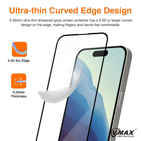 Vmax härdat glas 9D Glas för iPhone 15 Plus 6,7\"