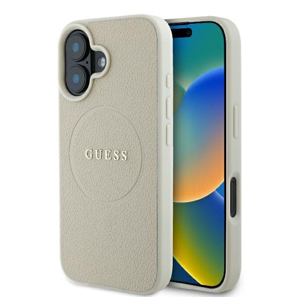 Guess GUHMP16SPGHSMME iPhone 16 beige / beige hardcase Grained Ring MagSafe beige