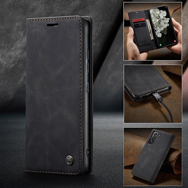 läderfodral för Samsung S22 ultra mörkbrun mörkbrun