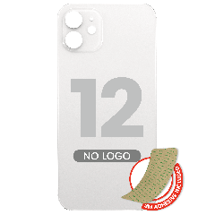 Bakglas med 3M-lim för iPhone 12 (ingen logotyp / stort kamerahål) (vit) vit