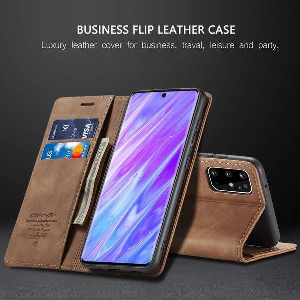 Hög kvalitet plånbok Läderfodral  för Samsung S20 Ultra|vinröd