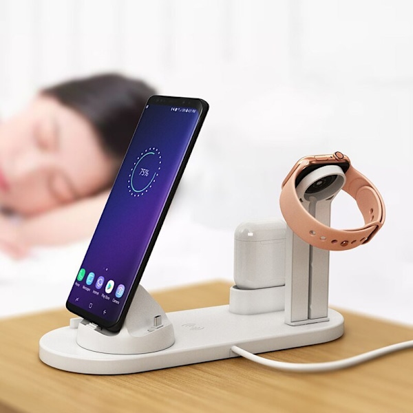 3 i 1 trådlös laddare för Apple och Android svart svart