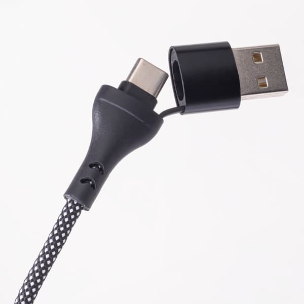 Maxlife ALLin1-kabel USB + USB-C - Lightning + 2x USB-C 1,0 m 66W svart svart