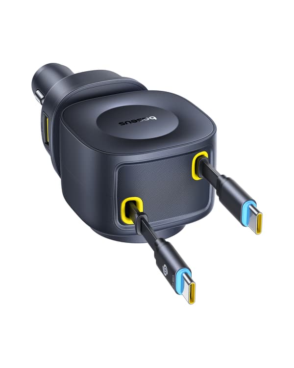 Baseus PrimeTrip VR2 Max billaddare med infällbar kabel 3C+U 100W Cosmic Black