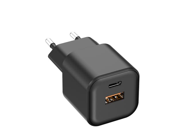 Setty väggladdare USB-A + USB-C 20W LSGaN-AC-201 svart