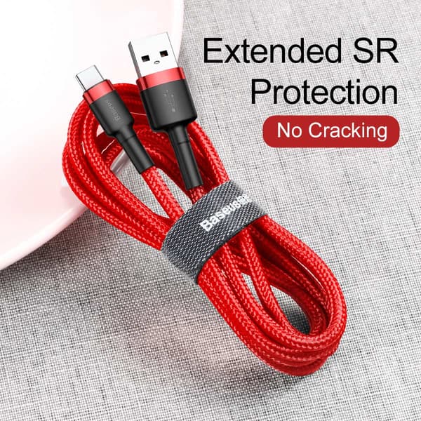 Baseus kabel Cafule USB - USB-C 0,5 m 3A röd