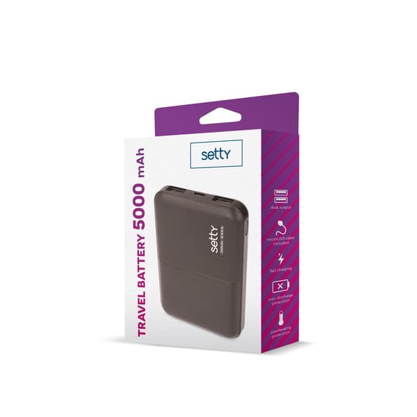 Setty powerbank 5000 mAh SPB-05 svart svart