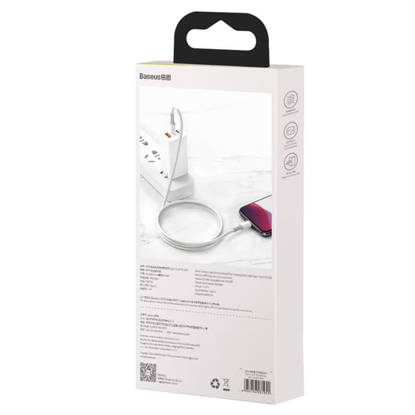 Baseus kabel High Density PD USB-C - Lightning 2,0 m vit 20W vit