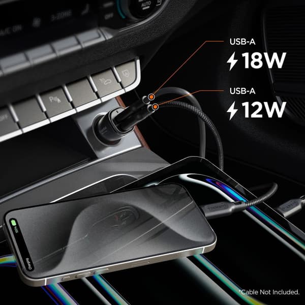 Spigen Essential EV302 2-Port 30W Billaddare Svart