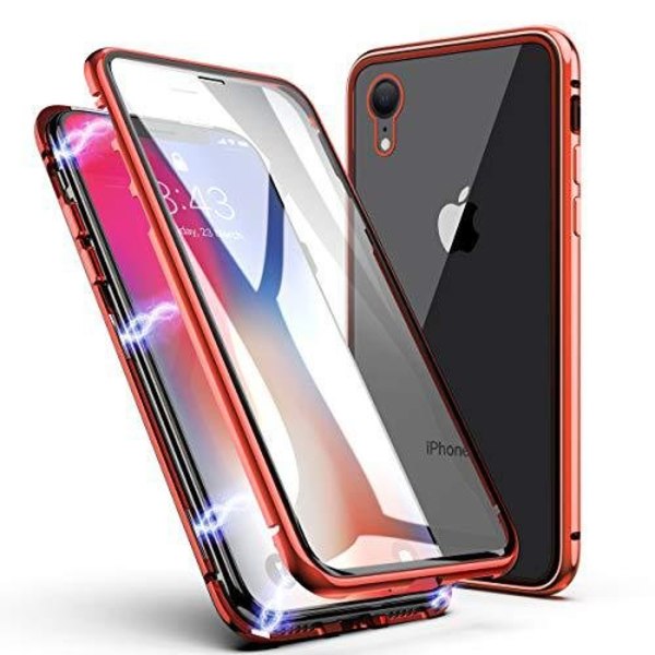Dubbelsidig magnet fodral med härdat glas för iphone Xs max