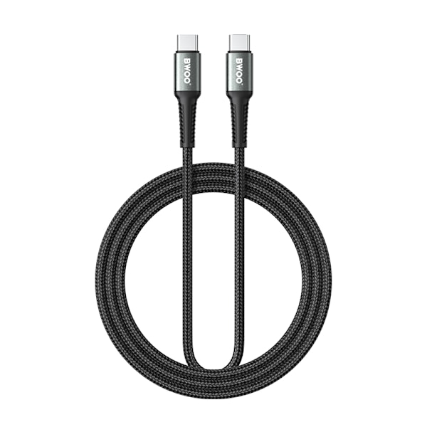 BWOO Flätad kabel USB-C - USB-C 3m 60W svart