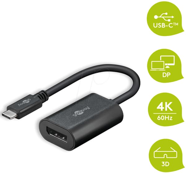 Goobay - USB-C™ to DisplayPort Adapter Cable, 2 m svart