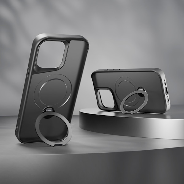 Etteri Matt Mag Ring-fodral för iPhone 15 Pro max svart svart