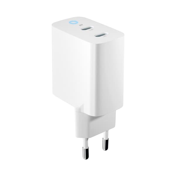 Forever TC-06-65CC GaN PD QC laddare 2x USB-C 65W vit
