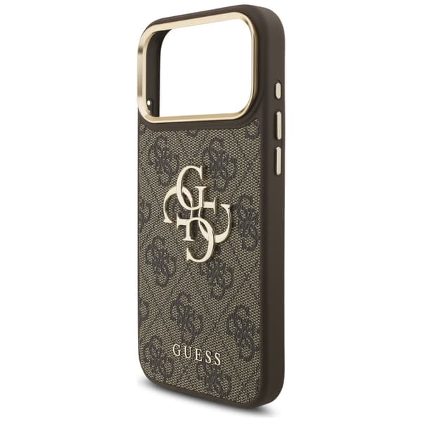 Guess 4G Big 4G Classic Logo Big Strap Metal Buttons fodral för iPhone 17 Pro Max brun brun