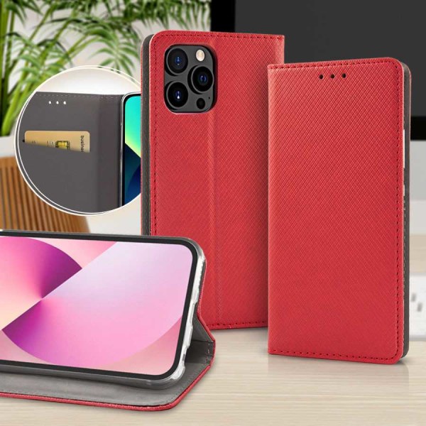 Smart Case Book för Samsung för iphone 15 pro max röd röd