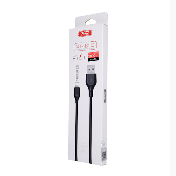 XO-kabel NB103 USB - Lightning 2,0 m 2,1A svart