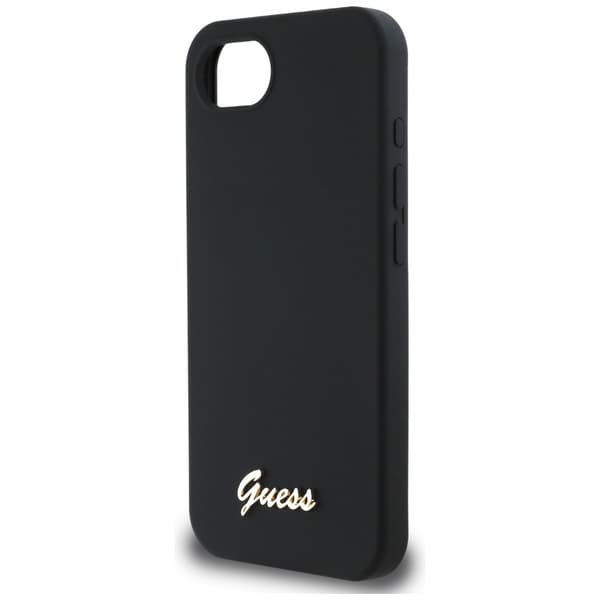 Guess HC Silicone Script Metal Logo fodral för iPhone 16e svart svart