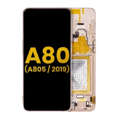 OLED-enhet med ram för Samsung Galaxy A80 (A805 / 2019) (Angel Gold) (Renoverad) guld