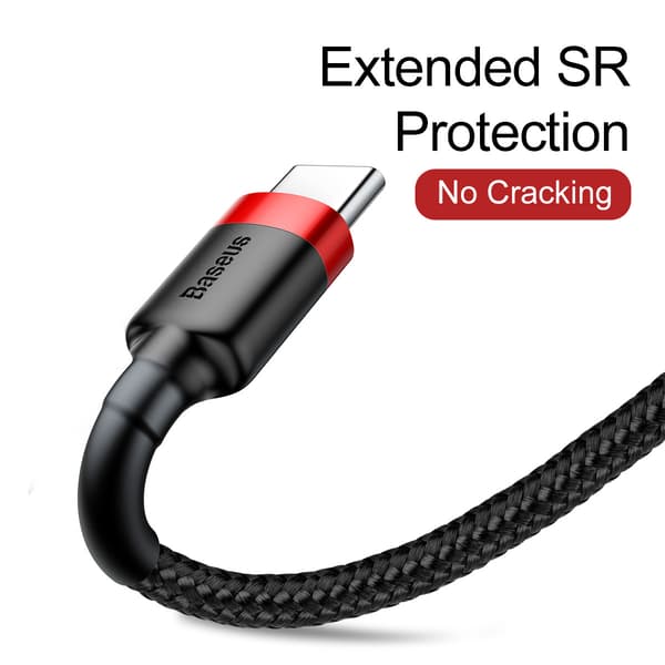 Baseus kabel Cafule USB - USB-C 0,5 m 3A röd-svart svart