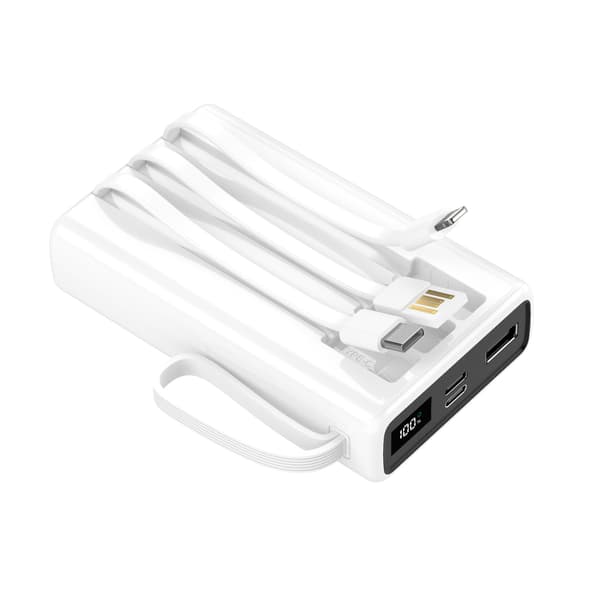 Setty powerbank 10000 mAh med kablar SPB-LC-210 vit vit