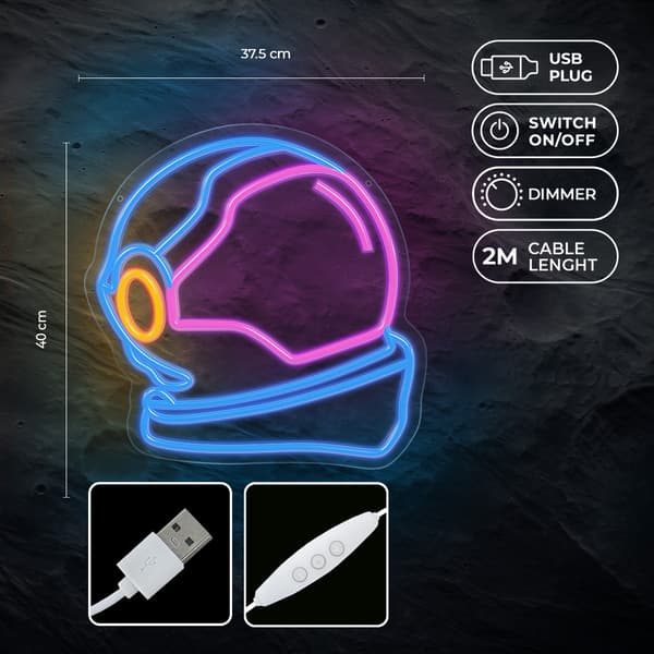 Neon PLEXI LED ASTRONAUT flerfärgad FPNE22 Forever Light