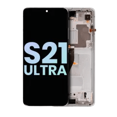 OLED Assembly With Frame For Samsung Galaxy S21 Ultra 5G (Service Pack) (Phantom Silver) silver