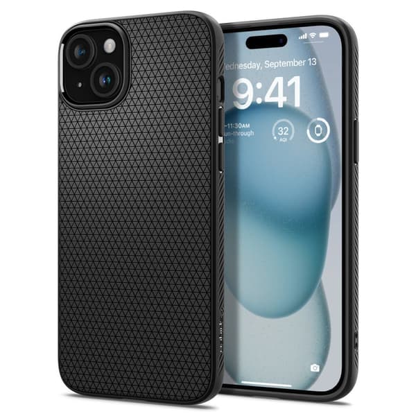 Spigen Liquid Air fodral för iPhone 15 matt svart