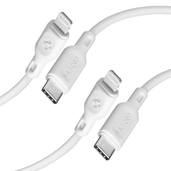 2-pack Lightning-kabel för iPhone - Spigen DuraSync 100cm Vit, MFi-certifierad