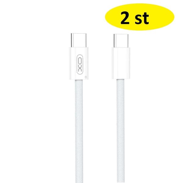 2-pack XO-kabel NB-Q260B PD USB-C - USB-C 1,5 m 60W – Vit vit