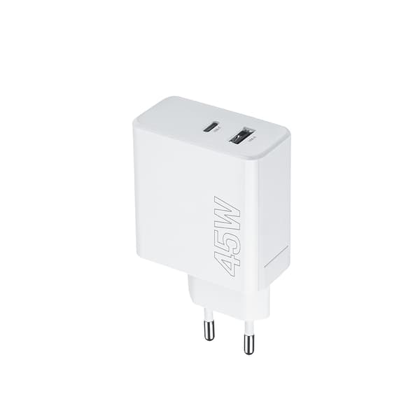 Maxlife MXTC-07-45AC PD QC laddare 1x USB-C 1x USB 45W vit vit