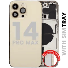 Baksida med smådelar för iPhone 14 Pro Max (EU / Global version) (Begagnad OEM-dragning: Klass A) (Guld) guld