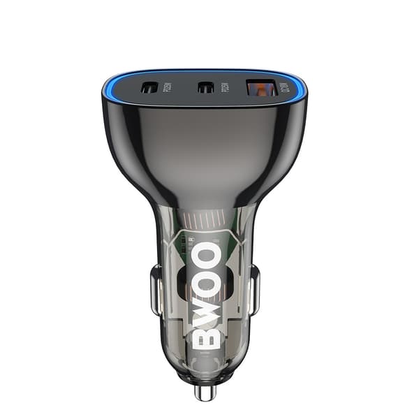 BWOO PD billaddare 2x USB-C-port + USB-A 68W svart