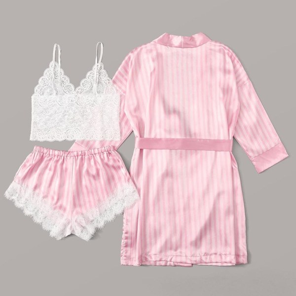 3st Kvinnors Spets Pyjamas|L|rosa rosa L