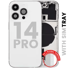 Baksida med smådelar för iPhone 14 Pro (EU / Global version) (Begagnad OEM-dragning: Klass C) (Silver) silver
